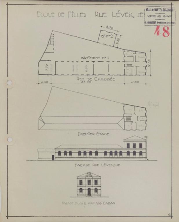 Ecole primaire de garçon puis de filles, actuellement école élémentaire Marie-Curie