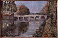 Le pont-aux-fruits la nuit, vers 1900. Huile sur toile. (Musée municipal de Melun. inv. 992.13.1)