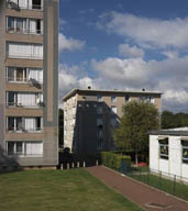 La cité des Bergeries à Draveil : immeubles n°29 (à gauche) et 27 près de l'allée des Ecoles.