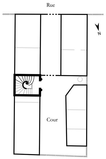 rampe d'appui, escalier de la maison à porte cochère dite maison Louvencourt (non étudié)
