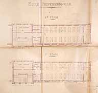 Plan du premier et du second étage de l'école professionnelle. (AD Seine-et-Marne. Op 105/1)