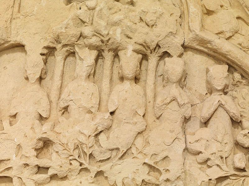 ensemble de deux bas-reliefs : Enfer et Paradis