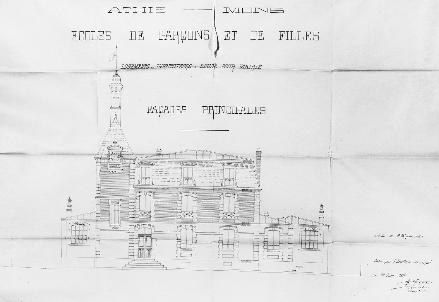 mairie-école, dite école du Centre ou école Pasteur, actuellement maison de Banlieue et de l'Architecture