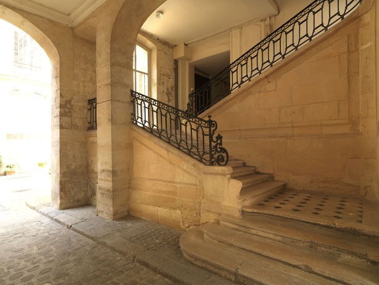 rampe d'appui, escalier d'honneur  de la ferme générale des postes dite hôtel de Villeroy