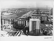 Chantier de la construction de Beauval A vu depuis la tour Albret. 30 octobre1970. (OPAC Meaux)