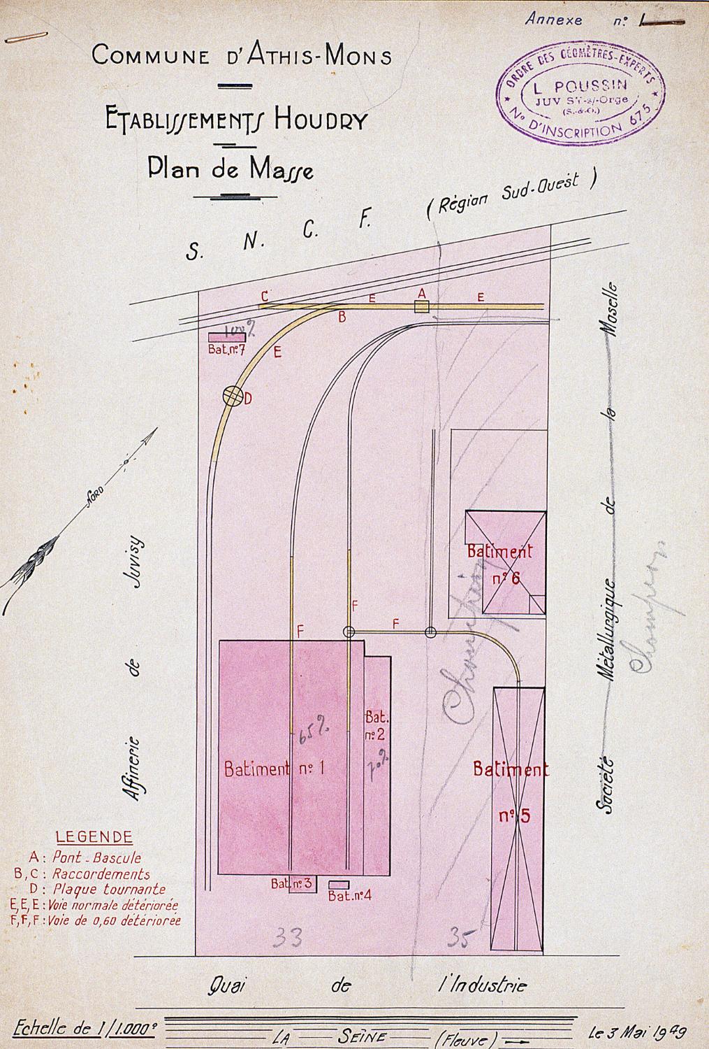 verrerie L'Indusmine, puis entrepôt commercial de fers et aciers de la société Houdry, puis des Etablissements J. Champion, actuellement de Profil-Arbed