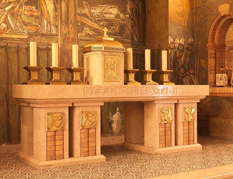 autel, 6 chandeliers d'autel et tabernacle