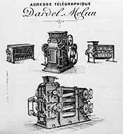 Papier à en-tête des établissements Dardel, fin du XIXe siècle. Détail des machines produites. (AD Seine-et-Marne. 5 Mp 294)