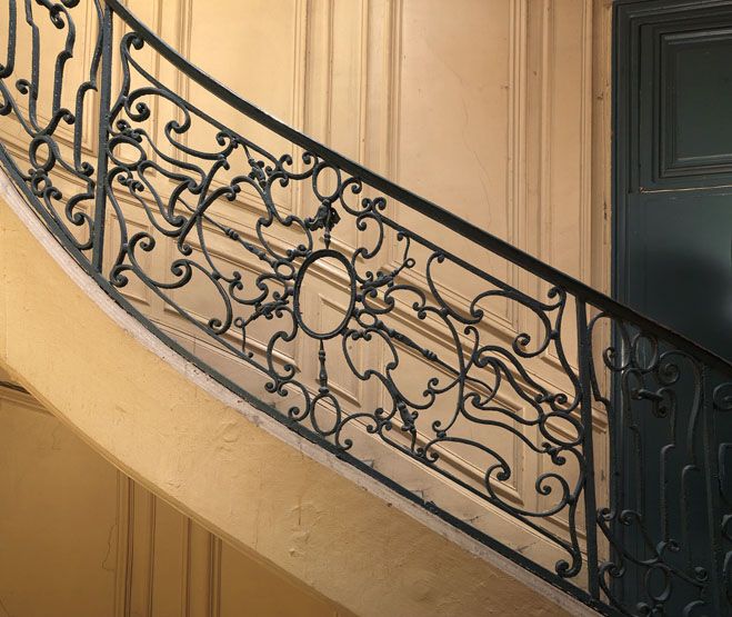 rampe d'appui, escalier de la maison à porte cochère dite maison Belon-Vatard (non étudié)