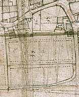 Il y avait une maison de villégiature au XVIIIe siècle (détruite). Détail du plan de la seigneurie d'Andrésy de 1731. Dessin plume. (AN, N IV Seine-et-Oise 19).