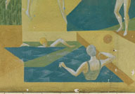 Peinture murale pour le préau des filles : les sports féminins, réalisée par René Grégoire en 1957-1958.