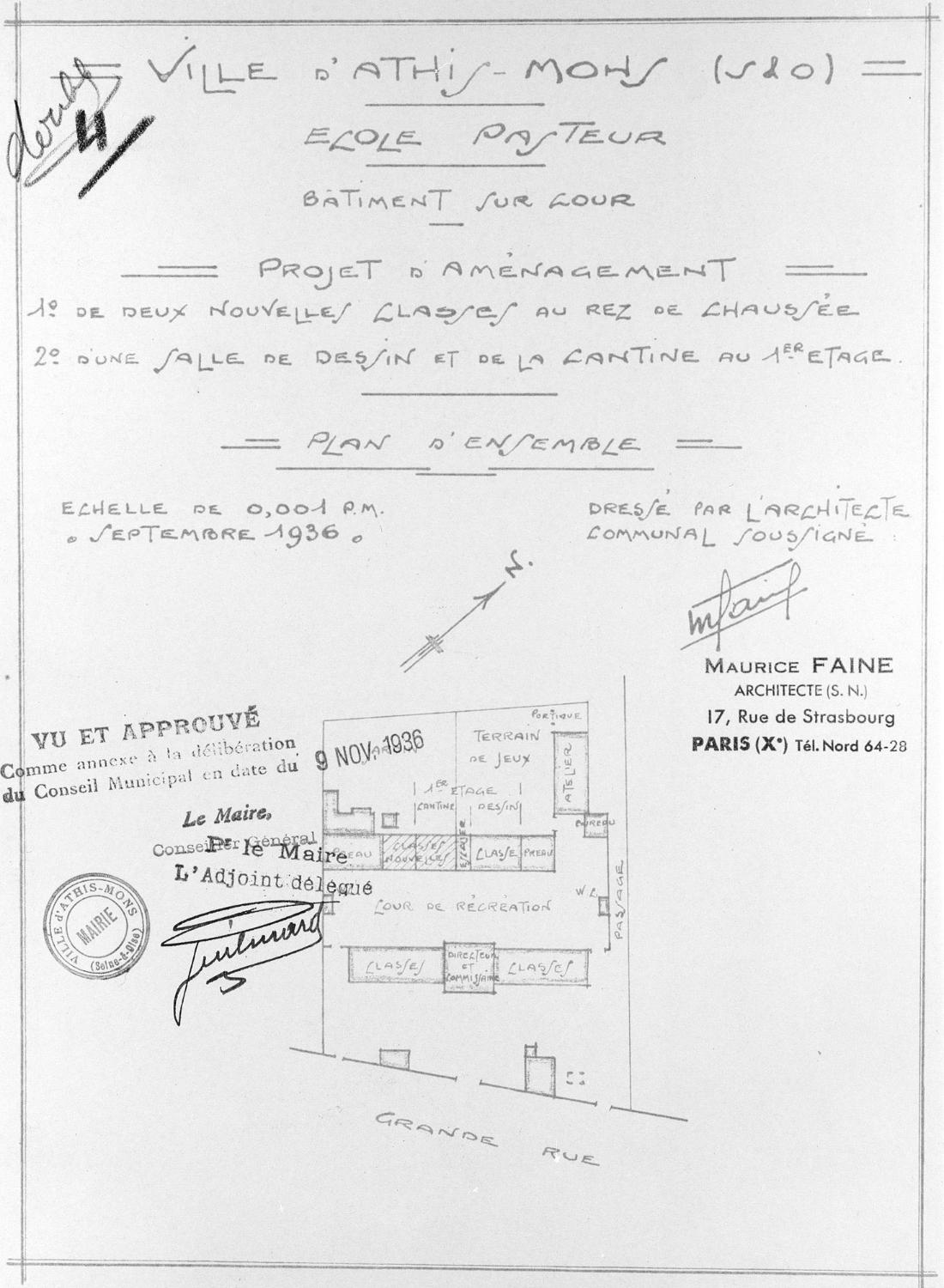 mairie-école, dite école du Centre ou école Pasteur, actuellement maison de Banlieue et de l'Architecture