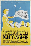 Affiche de l'inauguration du groupe scolaire Paul Langevin en 1955. (AM Romainville)