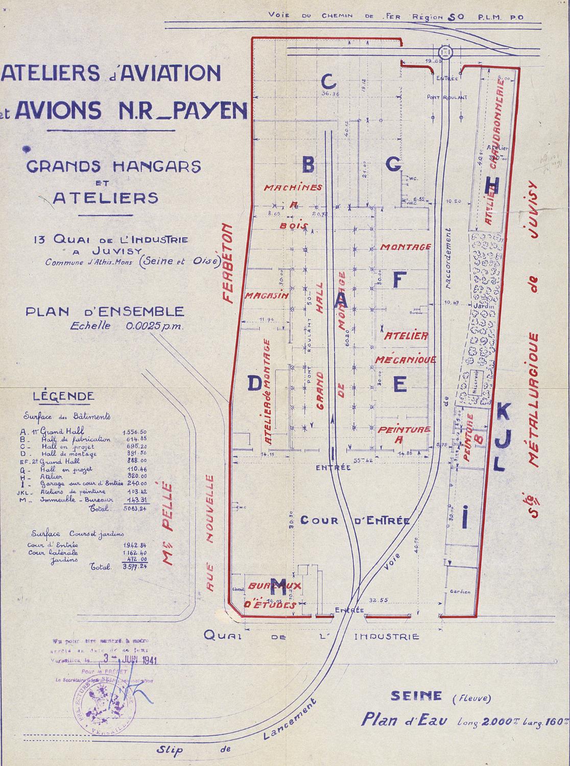 usine de construction aéronautique Tellier, puis Deperdussin, puis Bratu, puis usine de transformation des métaux dite Société des Tubes de Juvisy, puis usine de construction aéronautique Payen Aviation