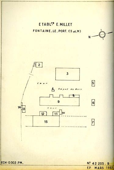 Fontaine-le-Port - scierie et usine de menuiserie (usine de parquets) Millet, actuellement manège à chevaux