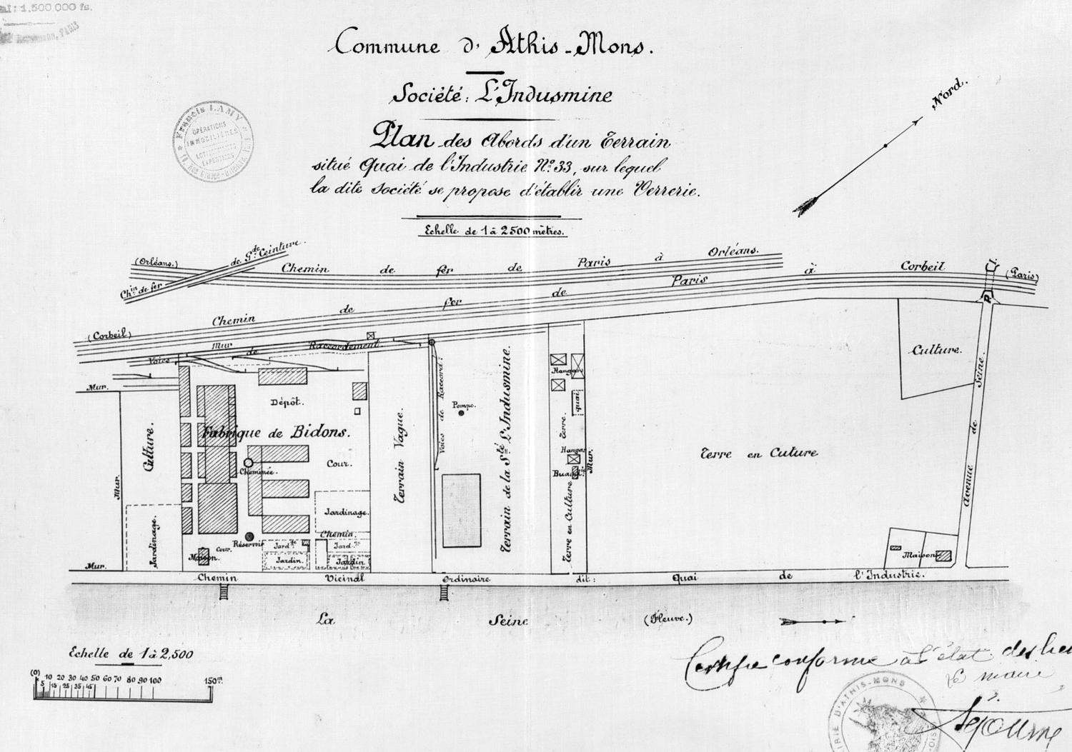 verrerie L'Indusmine, puis entrepôt commercial de fers et aciers de la société Houdry, puis des Etablissements J. Champion, actuellement de Profil-Arbed