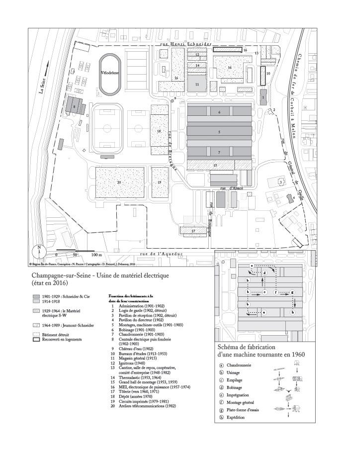 Usine de matériel électrique industriel Schneider et Cie, puis Le Matériel Electrique Scheider-Westinghouse (SW), puis Jeumont-Schneider (JS), actuellement ensemble industriel appelé "Espace Technologique et Industriel de Champagne-sur-Seine" (zone ETIC)