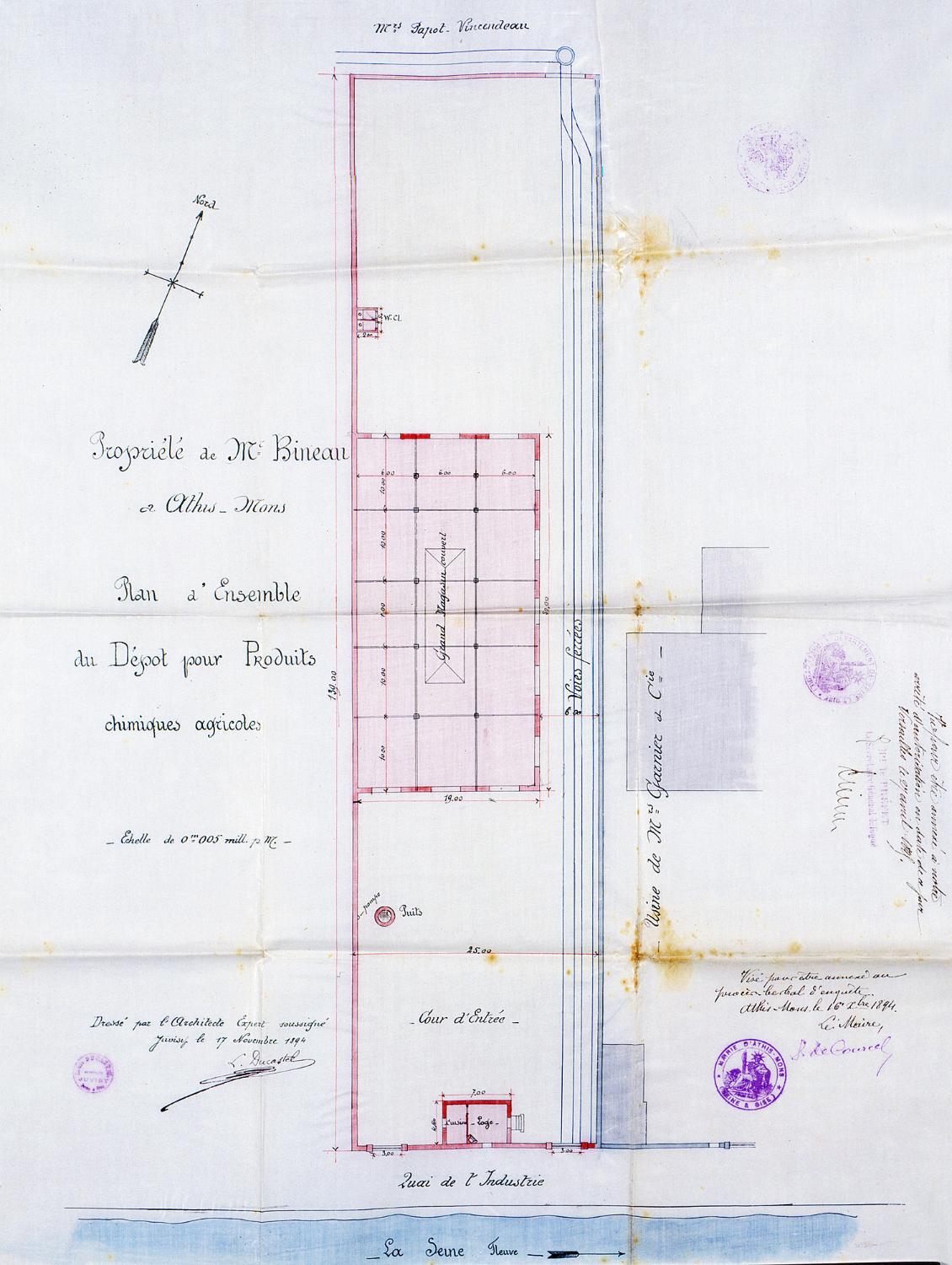 entrepôt commercial de produits chimiques agricoles de la Société Bineau-Engrais