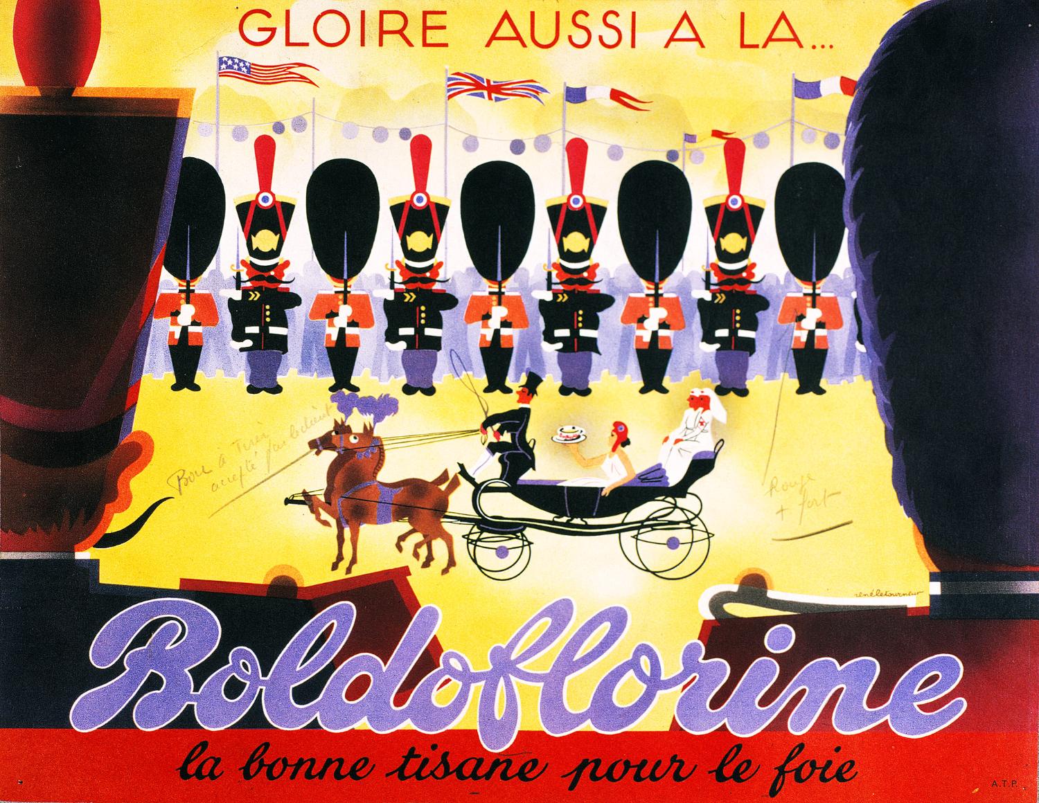 affiches, documents publicitaires divers et emballages pour les tisanes Boldoflorine, Calmiflorine et Saliflorine